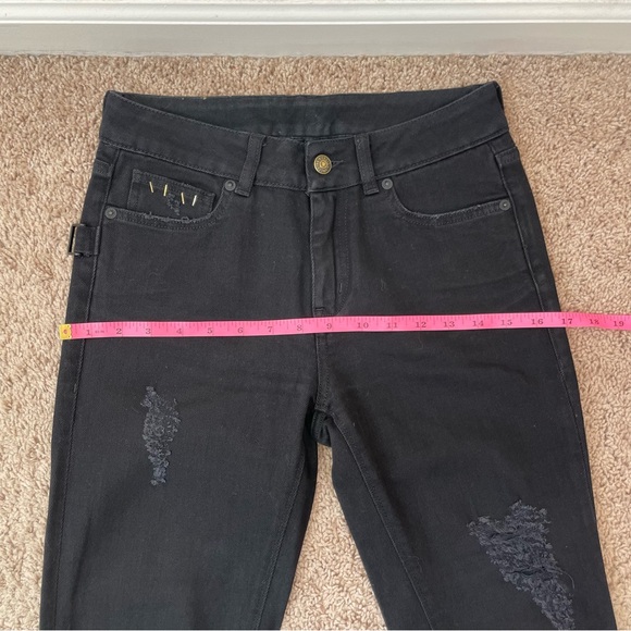 Zadig & Voltaire Eva Grunge Black Distressed Straight Leg Designer Jeans Size 25 - Picture 12 of 16